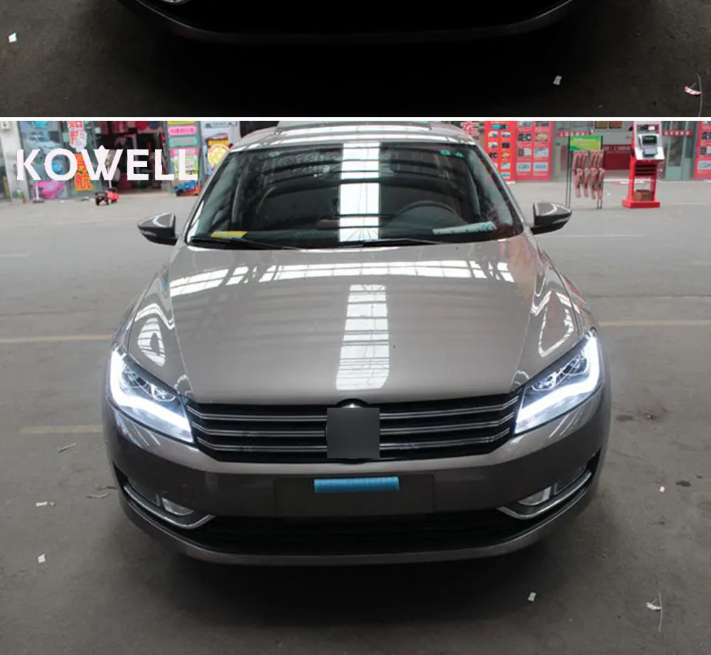 KOWELL стайлинга автомобилей для VW Passat 2012- светодиодный фары DRL спереди bi-ксеноновая линзы двойной луч HID комплект