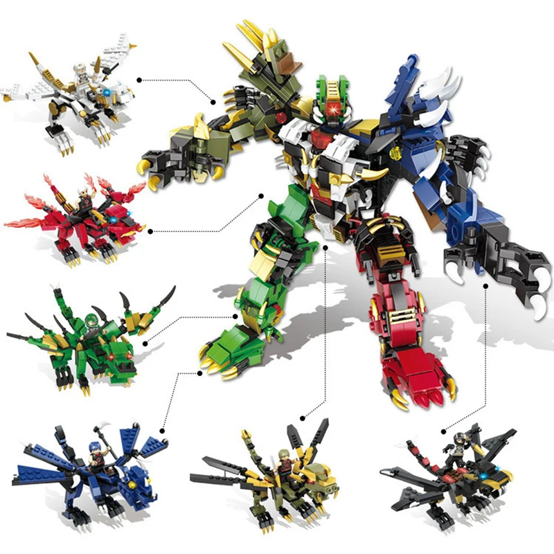 

Mutil-change Series 4 In 1 Fighting Robot Blocks Set Compatible Legoings Lion Cow Space Star bionicle Bricks for Children Gift