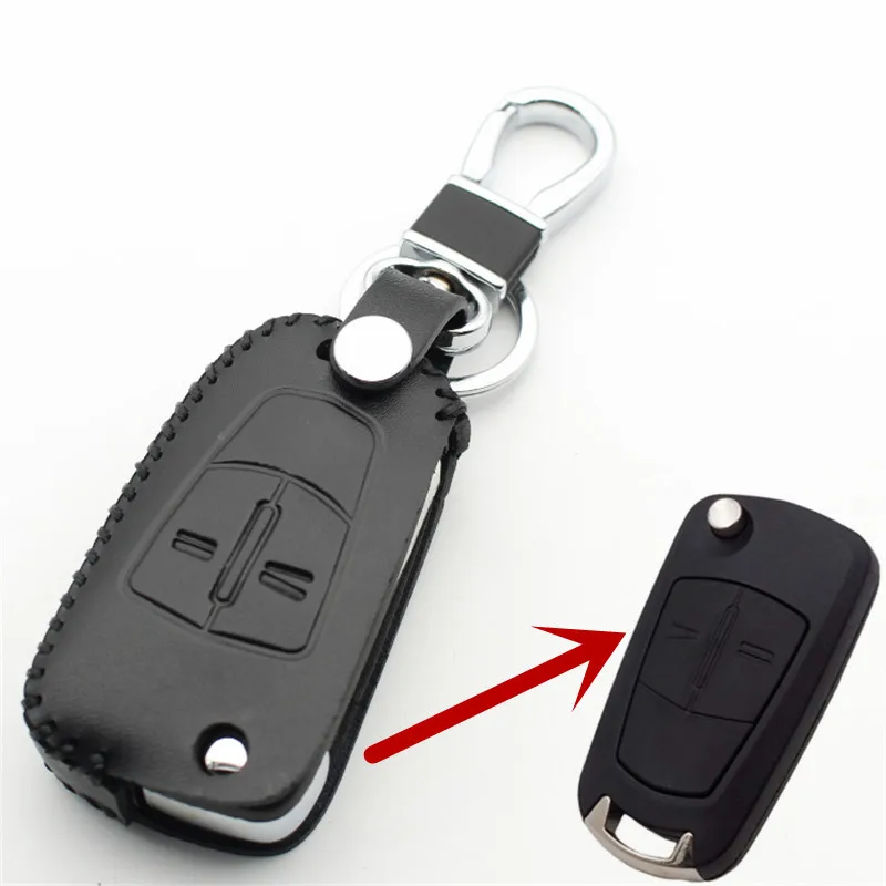 FLYBETTER пояса из натуральной кожи 2 кнопочный Выкидной ключ чехол для Opel Corsa/Astra/Vectra Zafira/Signum автомобильный Стайлинг L182