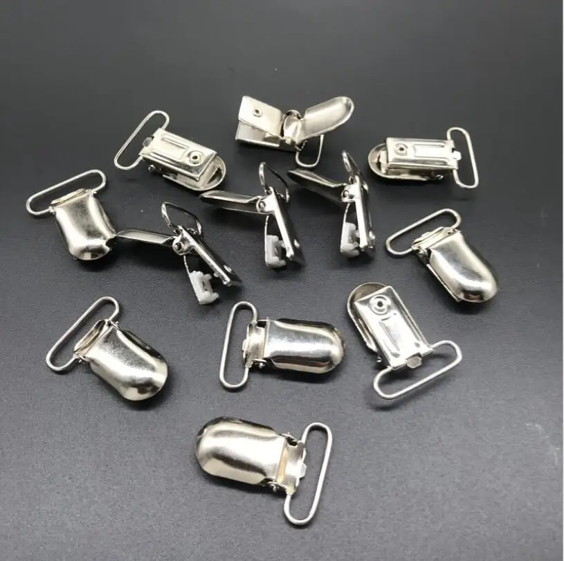 

25 mm Metal Paci Pacifier Suspender Clips Holders for Craft Project Round Plastic Insert Oval Baby Pacifier Clip 5pcs