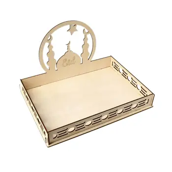 

Rustic Wooden Eid Mubarak Ramadan Party Food Serving Tableware Dessert Pastry Tray Display Holder Decoration Ornament