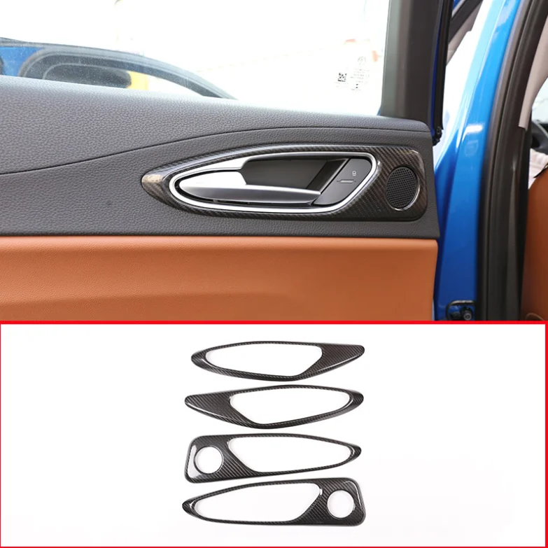 

4Pcs Real Carbon Fiber For Alfa Romeo Giulia 2017 2018 Car Interior Door Handle Frame Cover Trim Accessories
