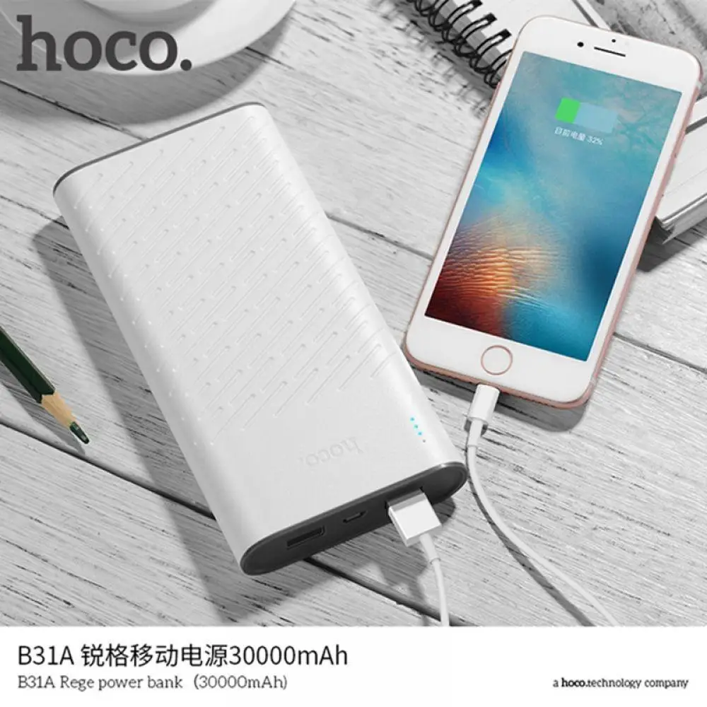 HOCO power Bank 30000 мАч Универсальный внешний аккумулятор портативное Внешнее зарядное устройство для iPhone X XS XR 8 Xiaomi 8 Dual USB Pover bank
