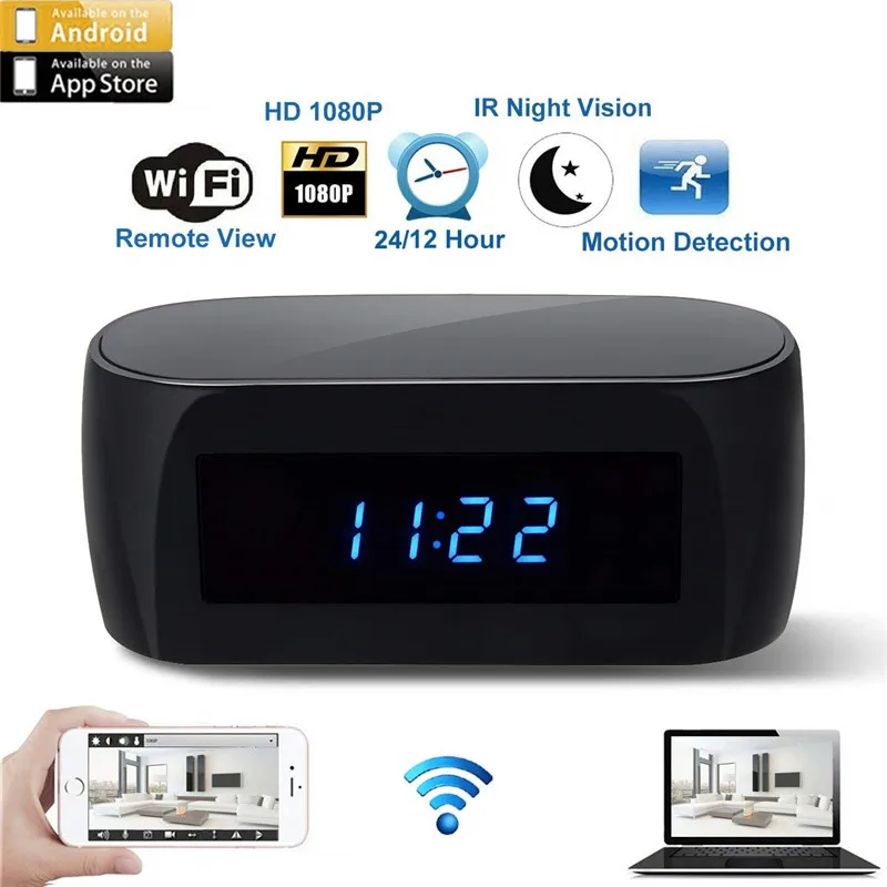 Новая WiFi камера IP мини 1080P HD видеокамера настольные часы будильник Настройка