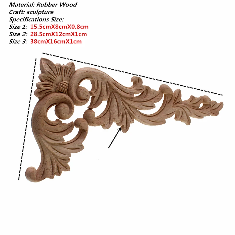 VZLX Винтаж Неокрашенная древесина наклейки с резьбой углу накладка аппликация, рама для домашней мебели Стены Двери шкафа декора ремесла