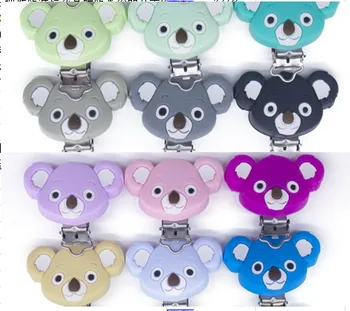 

DHL 200pcs Cute Candy Blue Koala Shape Teething Pacifier Infant Holder Clip Silicone Teether Nursing Baby Dummy Clips