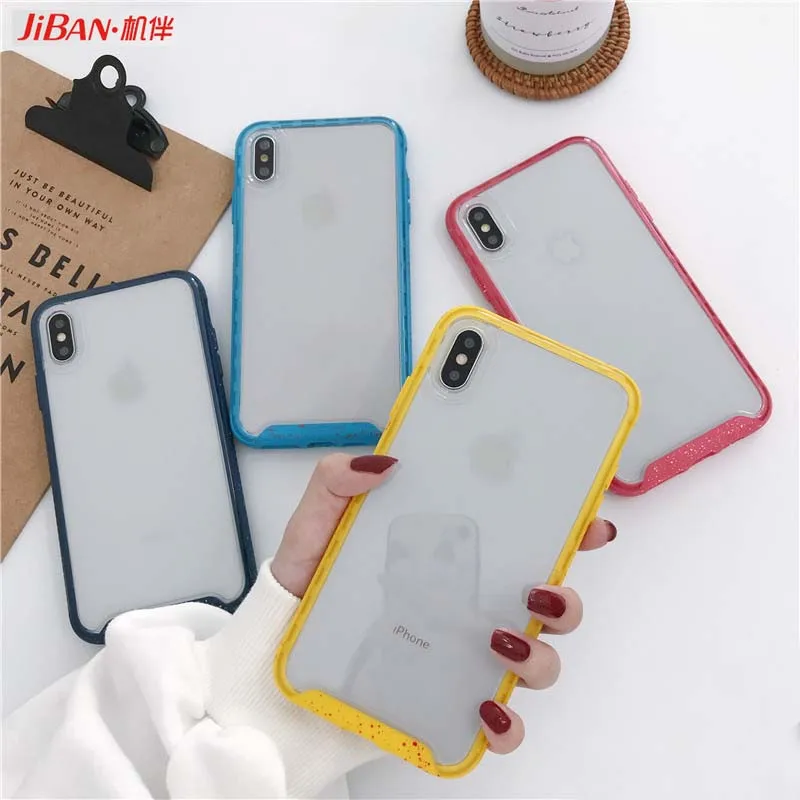 

JIBAN Korea Ins Lemon Yellow Transparent Phone Case for IPhone 7/8plus/x/xs/xr/max for Iphone 6 6s 6plus Back Cover Acrylic Case