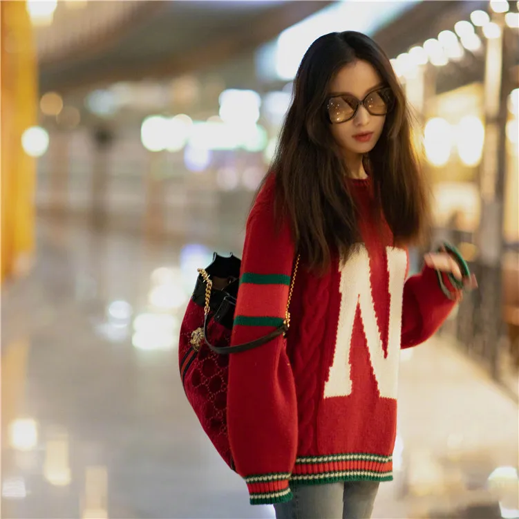 2019 Early Spring New Jockeying Letters Blouse Easy Knit Sweater Pullovers O-Neck Wool Fashion Letters Women Sweaters 2019 Early Spring New Jockeying Letters Blouse Easy Knit Sweater Pullovers O-Neck Wool Fashion Letters Women Sweaters