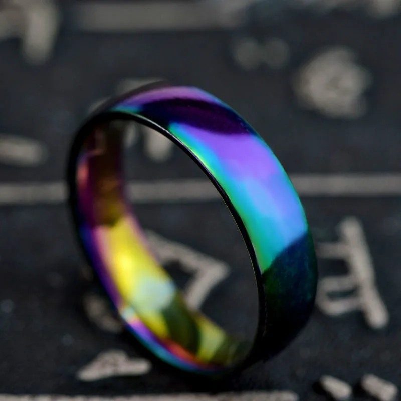 

1pcs New Rainbow Color New Stainless Steel Rings Boys Fashion Jewelry Wholesale