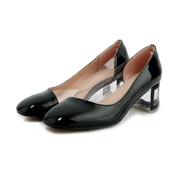 

Summer autumn women's pumps fashion transparent fabric exquisite rivet decoration square head thick 3cm high heel women's shoes