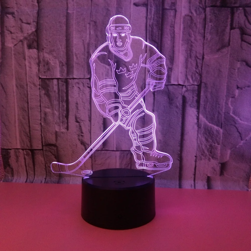 Ice Hockey Athlete 3D Led Night Lamp Led Illusion Lights 3D Colorful