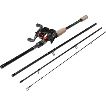 

Carbon Fishing rod combo with Casting Fishing reel 6.3:1 Light weight 4 sections Travel rod