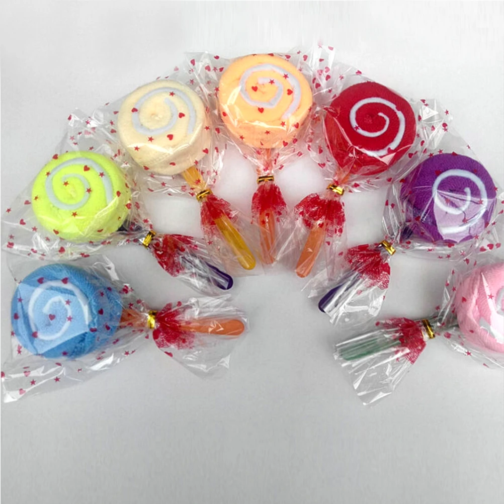 

NEW 1 Pcs Cute Lollipop Candy Towel Washcloth Wedding Favor Baby Shower Gift Dessert Wrap For Gift Random Color