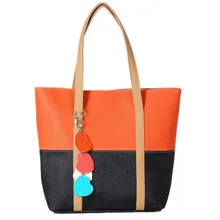 Цветная Лоскутная Большая вместительная сумка для покупок, модная женская сумка для девочек, сумка на плечо, конфетный цвет, сумка с бахромой в виде сердца