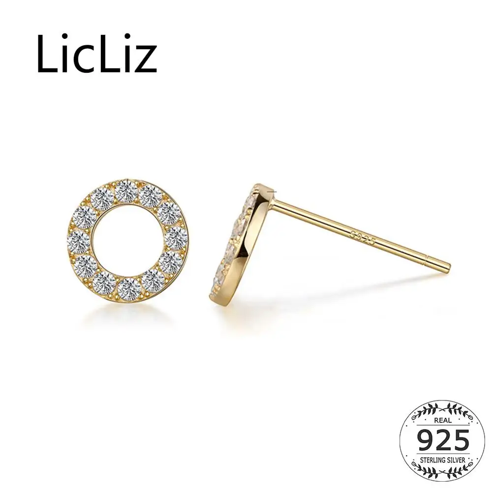 

LicLiz 2019 New 925 Sterling Silver Round Zircon Diamond Stud Earrings for Women CZ Studs Earring 18K Gold Jewelry Gift LE0529