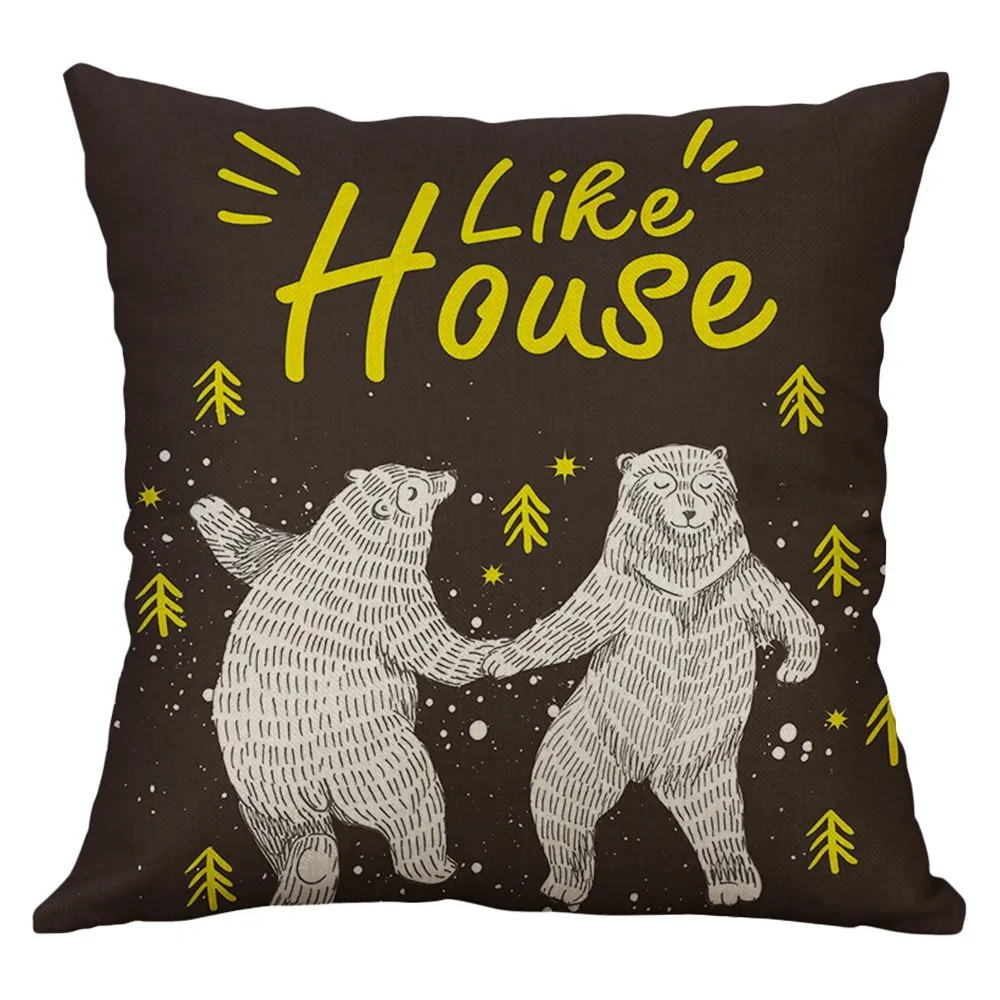 

TENSKE 2019 PillowCase Simple Linen Printed Letter Square Lumbar Pillow Texture Cushion Cover Pillow 40cm for Home & Living 3.20