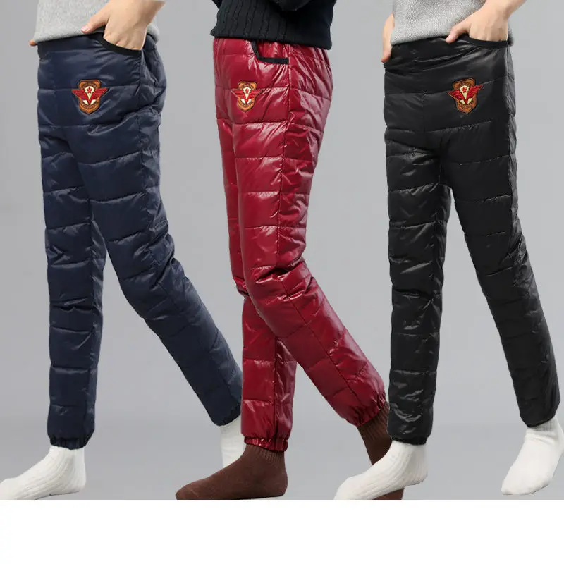 

New arrival Children pants girls Autumn Winter Thicken Solid Outerwear down pant Boys Warm long Windproof Waterproof Trousers