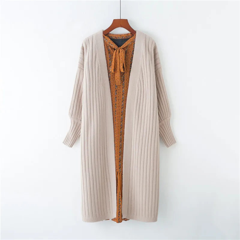 

2019 new long women sweaters and cardigans loose solid knitted thicken warm lady elegant outwear coat tops