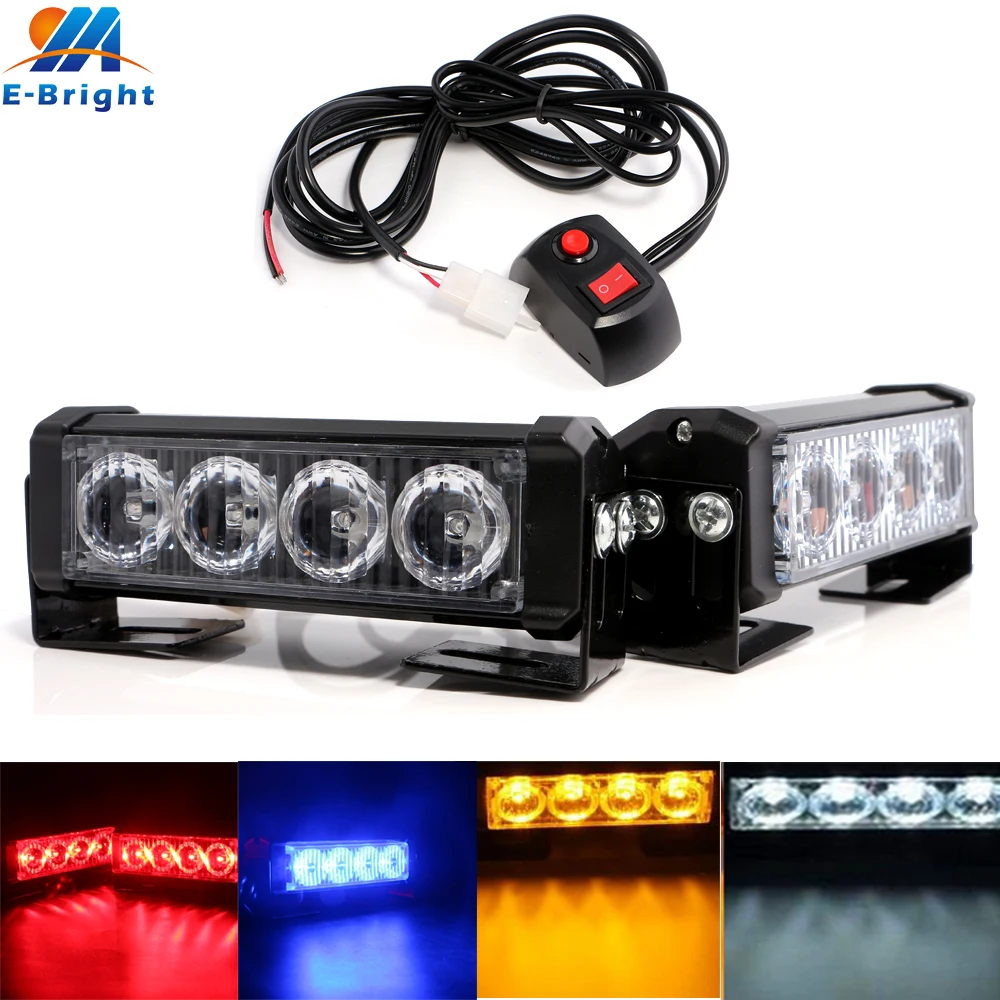

I Pair 2x 4 Led DRL Strobe Emergency Warning Light Lamp 12V Auto Car Styling Flashing Daytime Running Light Amber Red Blue White