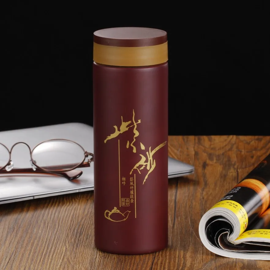 New Stylish Purple Clay Inner Thermo Bottle 420ml Insulation Termo Mugs Kung Fu Thermos Vacuum Cup