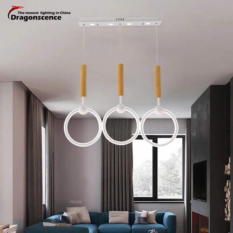 

Dragonscence 3 ring circle Light LED pendant light led-lamp modem style pendant lamp for Parlor Study bedrooms restaurant