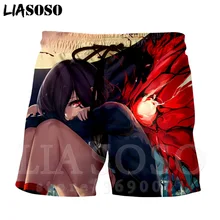 LIASOSO мужские шорты с 3d принтом в стиле унисекс, аниме, для девочек, с изображением тоука киришима, с крыльями, пляжные шорты, шорты для доски, брюки, X0806
