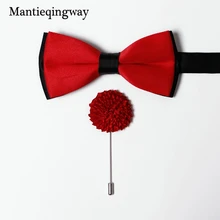 Mantieqingway бренд 6 см полиэстер галстук-бабочка и брошь булавки набор для мужчин Свадебный костюмная галстук-бабочка модный галстук Броши бант