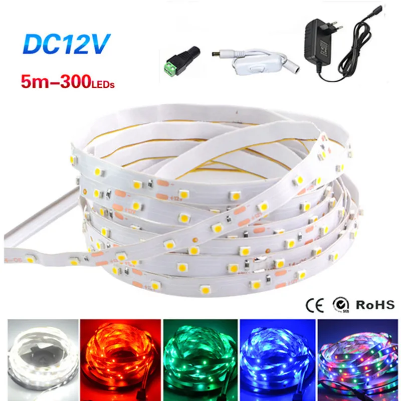 RGB Светодиодная лента 2835 3528 5 м 10 1 2 3 4 LED grow водонепроницаемая гибкая Диодная DC 12 В +