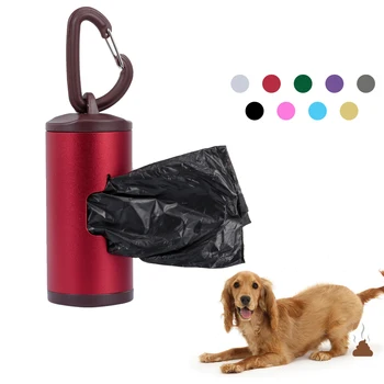 

Multi-color High Quality Pet Poop Holder Dog Waste Dispenser Aluminum Tube Includes 15pcs Waste Bags with Portable Holder