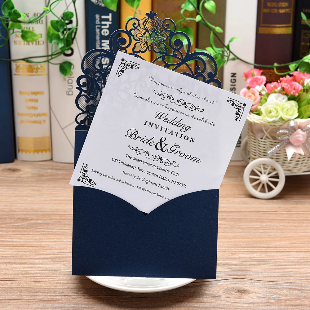  5 PCS Laser Cut Wedding Invites Personalized Invitation Card with Envelope Kit for Engagement Brida - 4.00003E+12