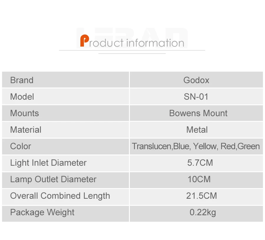 GODOX SN-01 Bowens Mount large Snoot Professional Studio light Fittings best light stand