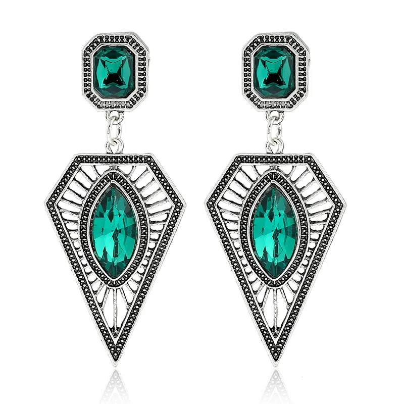 

Fashion Crystal Gold/Silver Triangle Earrings For Women 2018 Popular Rhinestone Earrings Jewelry female brincos ER66