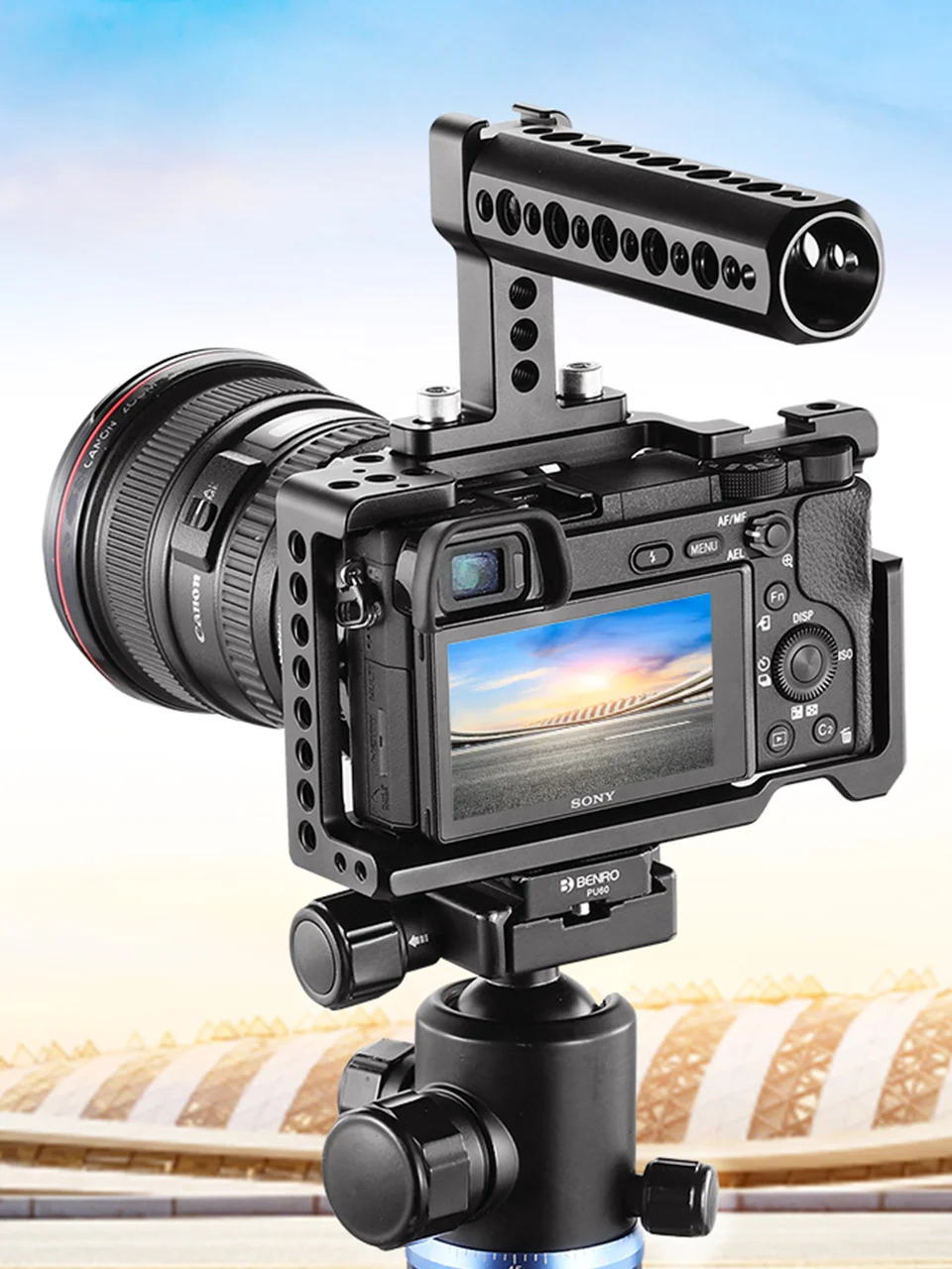 Universal Top Handle Grip With Cold Shoe Plate For Digital Dslr Camera Cage Moni