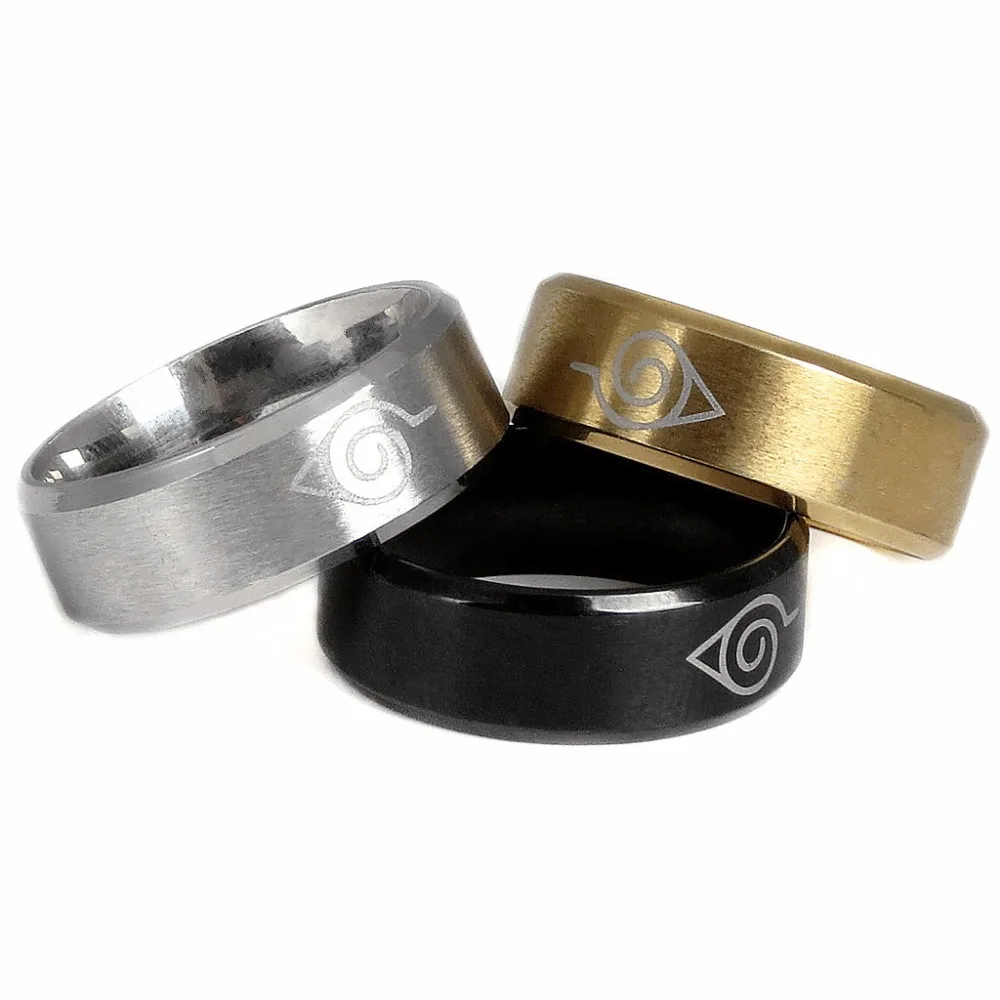 Модные Наруто кольца символ анимация Гаара японского аниме мужские кольца из титана и стали для рок человека ювелирные изделия