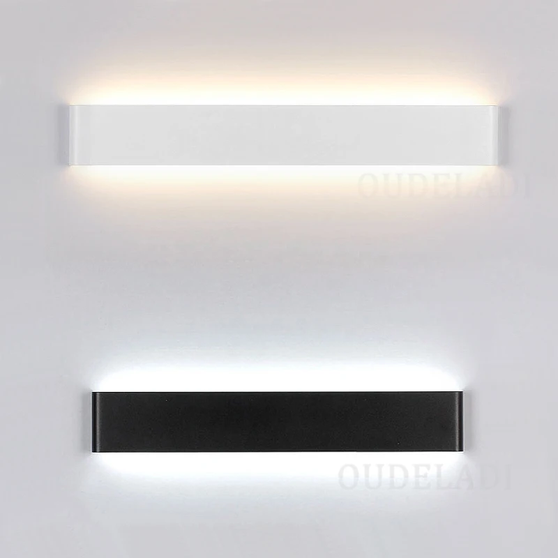 

AC85-265V LED Wall Light Black/White Modern Simple Living Room Bedside Bathroom Aisle TV Wall Rectangular Aluminum Wall Lamps