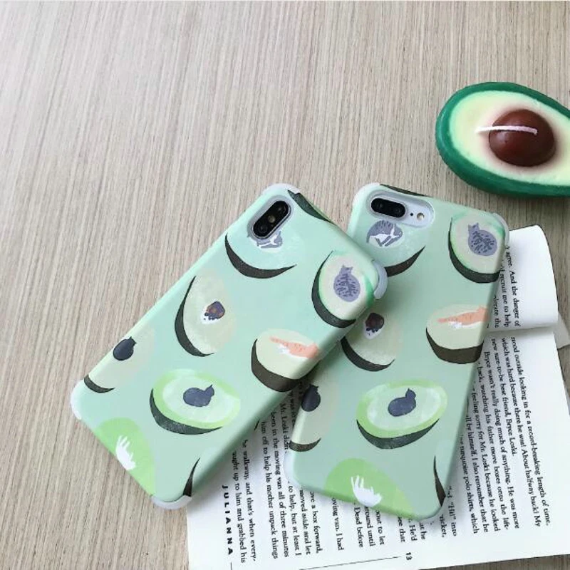 Summer Fruits avocado peach Cases For iphone XR Cute Letter Phone XS Max 6 6S 7 8 Plus Soft TPU Back Cover |