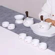 Керамика чайный набор кунг-фу дома Ru печи белый чайник решетка чаша чашка Набор подарочных коробок чайник креативная деревянная ручка