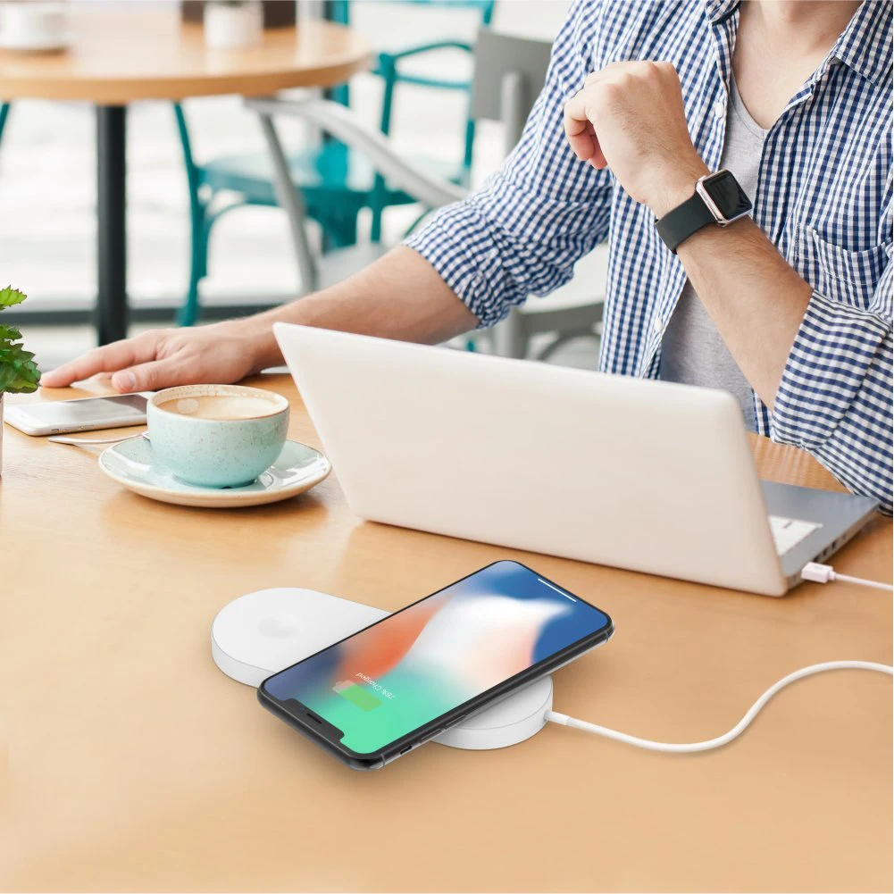 

2 in 1 QI wireless charger for iPhone X Xr XS Max for Samsung s9 s8 note 9 8 mobile phone for smart watch fast charging dock pad
