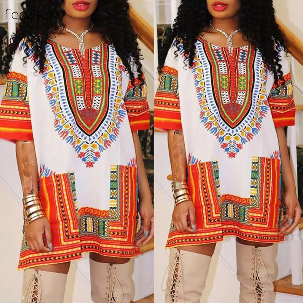 

Fadzeco New African Clothes For Women Sexy Long Top Dashiki Ethnic Printting Loose Jumpsuit Ankara Dresses Elastic African Dress