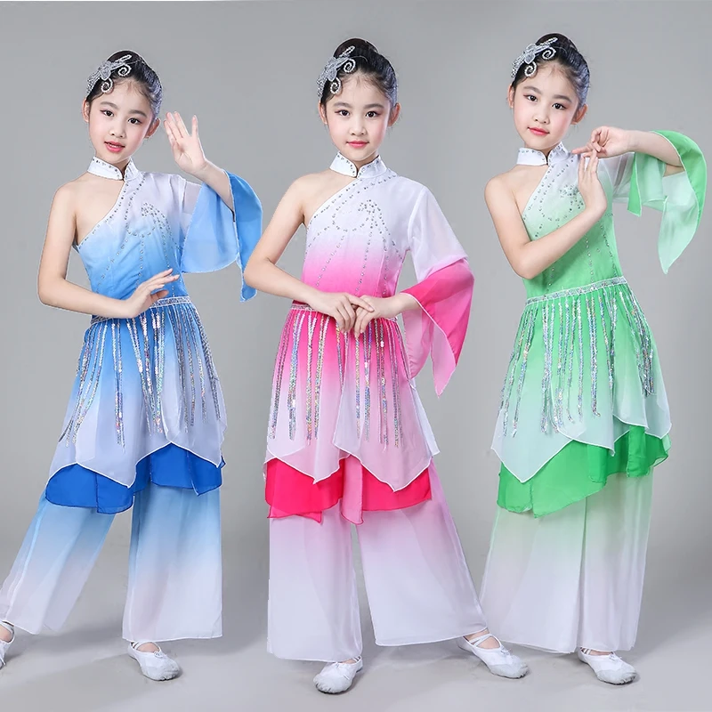 

New Yangko Dance Costumes Children Performance Costumes Chinese Traditional Folk Drum Show Girls Yangko Stage Dance Costumes