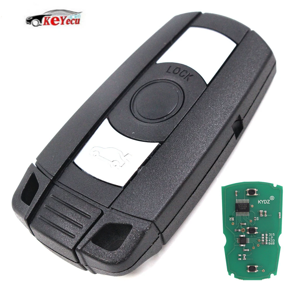 

KEYECU Smart Remote Car Key 3 Button Uncut Blade 315MHz/433MHz/315LP/868MHz for BMW CAS3 3+ PCF7945 Chip 1/3/5/7 Series X5 X6 Z4