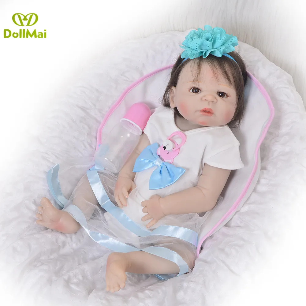 

Boneca reborn silicone baby girl dolls lifelike 23"57cm full body vinyl newborn babies alive doll bebes reborn menina gift toys