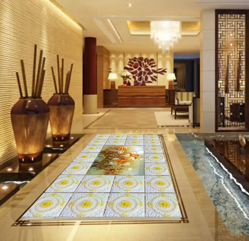 

Self-adhesive PVC Wallpaper 3D Floor Stylish Atmosphere Mosaic 3D Floor Custom Photo Floor 3D Wallpaper Modern Art