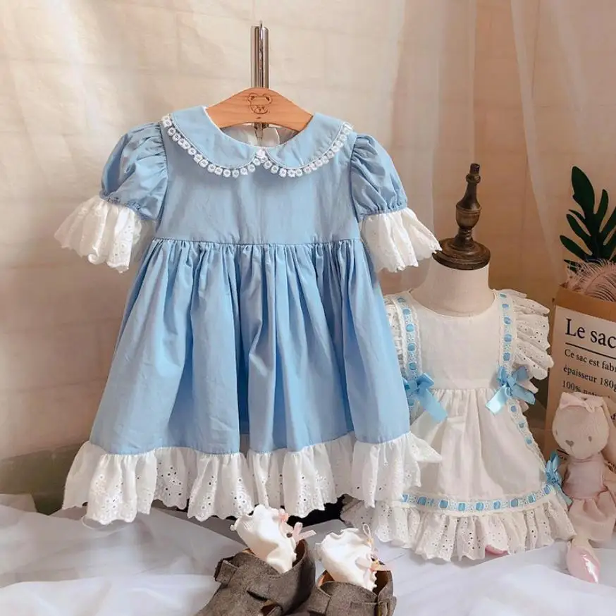 Летнее испанское платье лолиты для девочек, кружевное платье принцессы с короткими рукавами, детская одежда Modis, vestidos Y1551