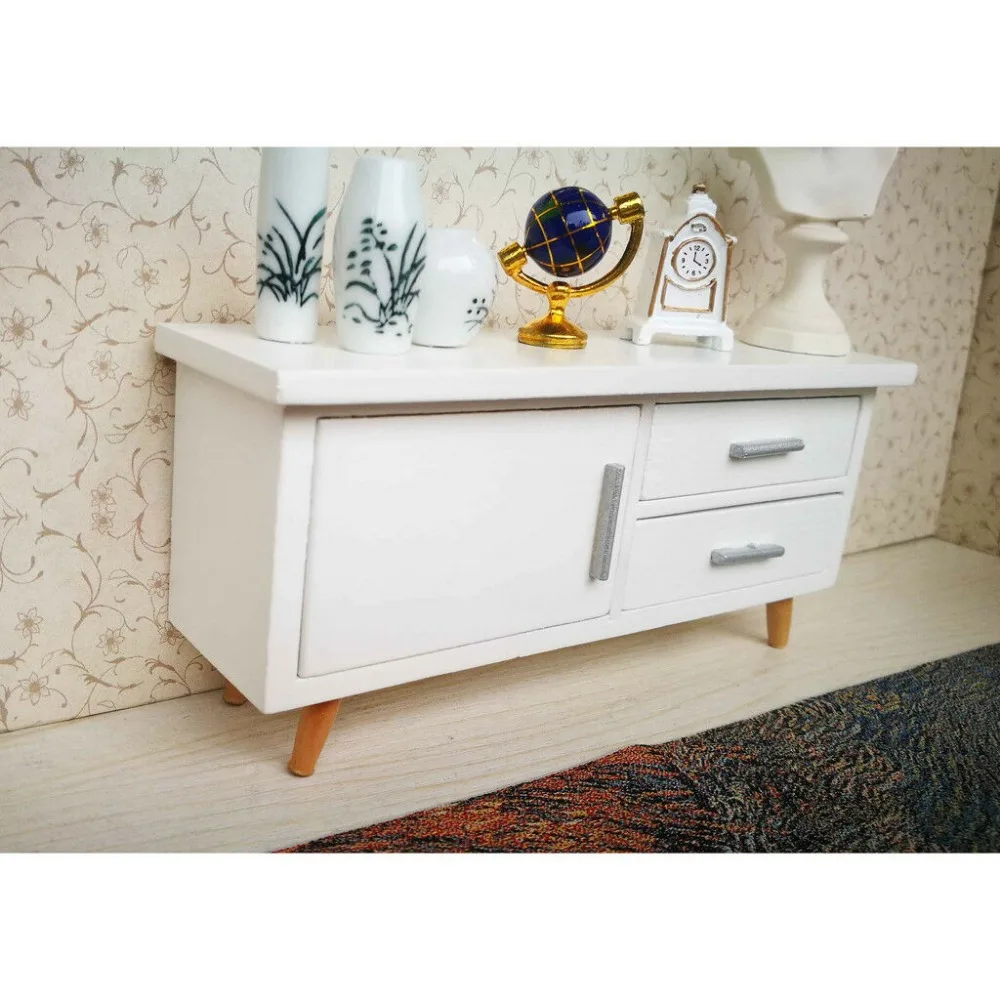 Casa de Bonecas em Miniatura Sala Jantar Mobiliário Conjunto Branco Moderno Conciso Estilo Gabinete Mesa Cadeira 6 Pçs Wd028a 1 - 12 3 sala jantar mobiliário conjunto branco moderno conciso