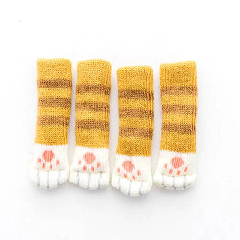 

HOT 4Pcs Furniture Chair Leg Cover Pad Anti-slip Floor Knitting Sock Table Feet Mat TI99