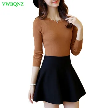 

Autumn Winter New Black Tight Sweater Women Slim Round neck Knitting shirt Vintage Women's Thread Wild One Size Sweaters A386