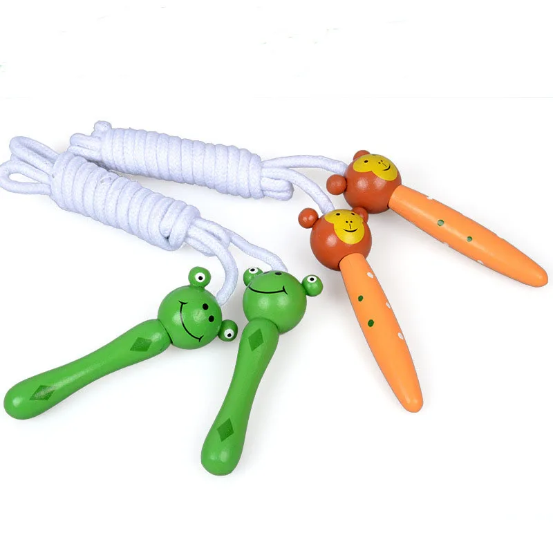 1Pc Cartoon Animals Wooden Handle Jumping for Kids Skipping Rope Boys Girls Fitness Exercise Sport Equipment gift|jumping kids|jumping animaljump kid