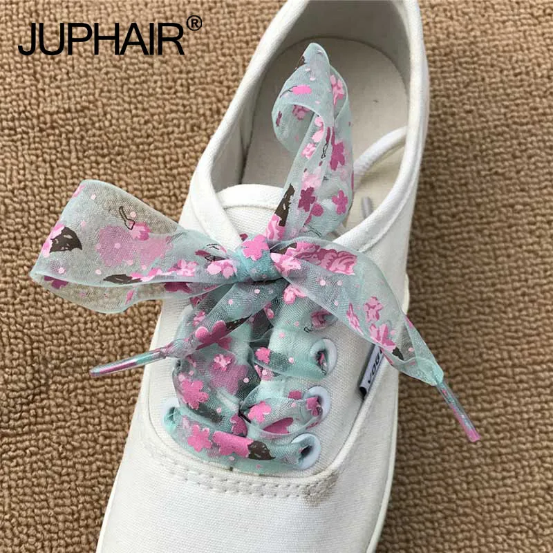 

3 Pairs Laces Width 2.8cm Ultra-thin Translucent Sport Shoes Lace Canvas Shoes Printed Dream Snow Yarn Lace Yarn Printing Flower