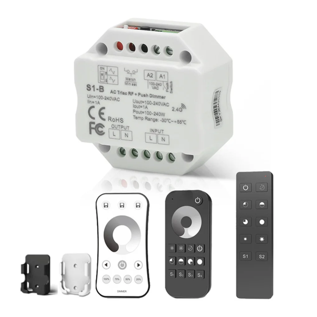 

new Triac LED Dimmer 100-240VAC Wireless RF Dimmable Push Switch 2.4G Remote Controller Single Color LED Bulb Lamps Dimmer